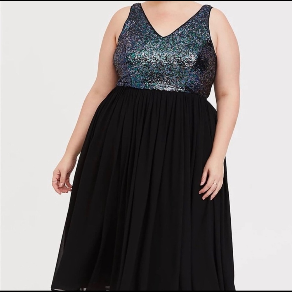 Special occasion dress multicolored sequined midi dress